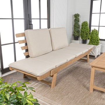 Hartley 2-Seat Modern Scandinavian Folding Wood Outdoor Day Bed Sofa - JONATHAN Y
